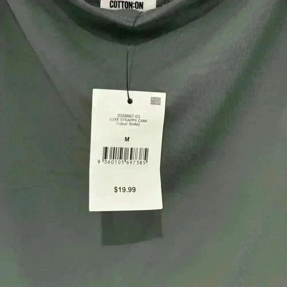 Cotton On Dark Green Luxe Strappy Cami Top Size Medium New With Tags - Picture 2 of 2